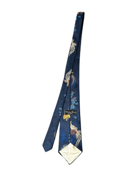 Vintage Christian Dior Monsieur Navy Embroidered Tie Rarest