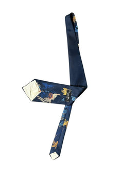 Vintage Christian Dior Monsieur Navy Embroidered Tie Rarest