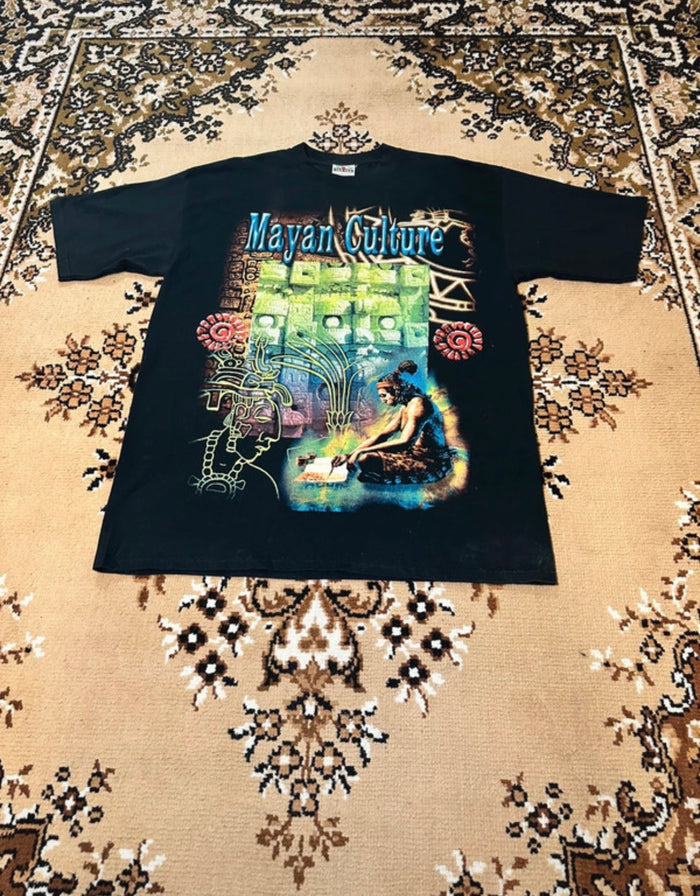 Vintage Mayan Culture Black T-shirt - Size: XL