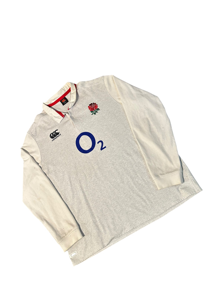 Canterbury England Rugby Men's Shirt Polo Grey White O2 Vapodri Size 4XL