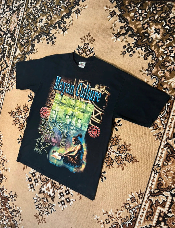 Vintage Mayan Culture Black T-shirt - Size: XL