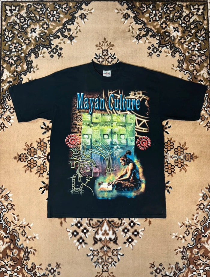 Vintage Mayan Culture Black T-shirt - Size: XL