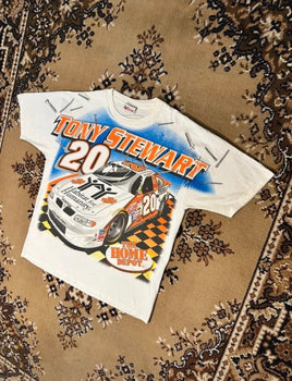 Vintage 90’s Nascar Tony Stewart White T-shirt - Size: Large