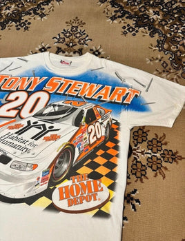 Vintage 90’s Nascar Tony Stewart White T-shirt - Size: Large