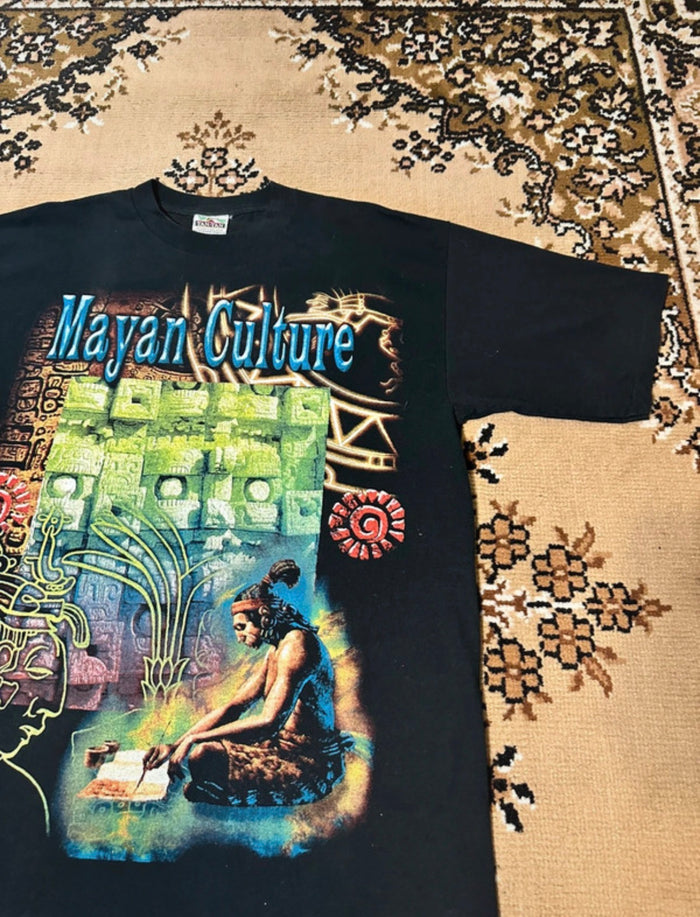 Vintage Mayan Culture Black T-shirt - Size: XL