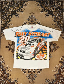 Vintage 90’s Nascar Tony Stewart White T-shirt - Size: Large