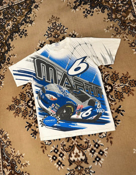 Vintage Nascar Martin 6 All Over Print Racing T-shirt - Size: Small