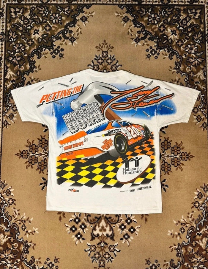 Vintage 90’s Nascar Tony Stewart White T-shirt - Size: Large