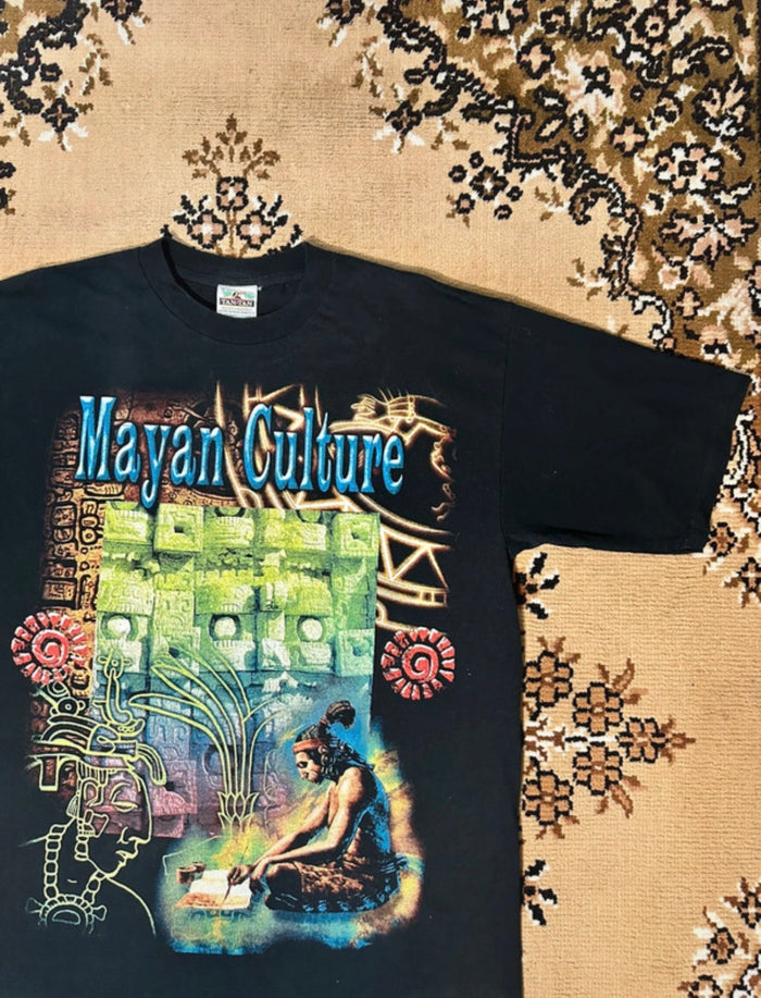 Vintage Mayan Culture Black T-shirt - Size: XL