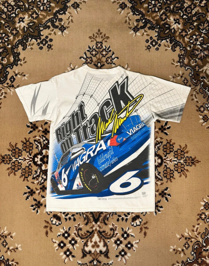 Vintage Nascar Martin 6 All Over Print Racing T-shirt - Size: Small