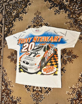 Vintage 90’s Nascar Tony Stewart White T-shirt - Size: Large