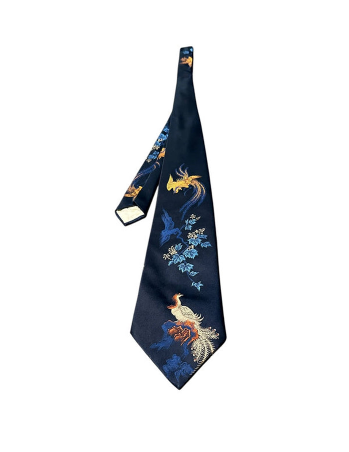 Vintage Christian Dior Monsieur Navy Embroidered Tie Rarest