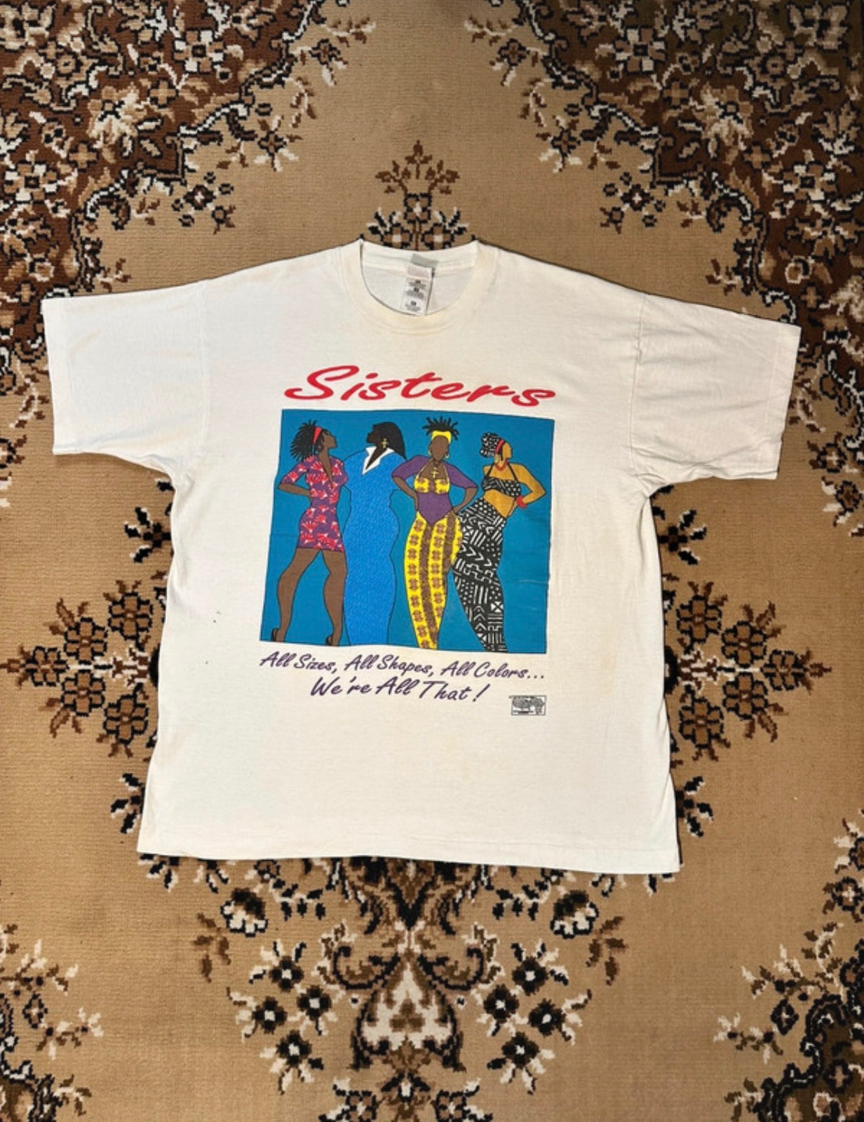 Vintage Sisters Single Stitch White Short Sleeve T-shirt - Size: XL